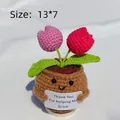 Handmade crochet potted tulip doll with Thank You card, pink and red knit flowers - Positive Potted-Double Head Tulip Pink