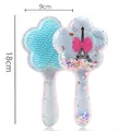 Blue flower-shaped air cushion hairbrush with Eiffel Tower and pink bow sand decorations - 02-Buffy Tower Flower