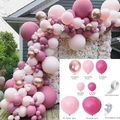 Pink and champagne gold latex balloon arch kit with glue dots and decorative strip - Champagne Gold Bean Paste Style (Set 041)