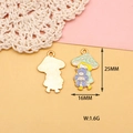 Detail of mushroom girl enamel pendant with 25mm x 16mm dimensions and weight specs - Mushroom Girl with Bear