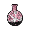 Emaille-Anstecknadel in Rosa mit kreativer Chemiekolben-Illustration und Design - Entspannendes Mädchen (QHXZ3821)