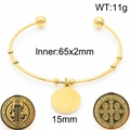 Bracciale rigido aperto dorato con medaglia di San Benedetto e perline sferiche lucide - Colore Oro (KB169590-Z)