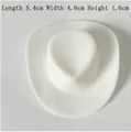 Mini white plastic cowboy hat party accessory, dimensions 5.4cm by 4.6cm for themed events - Single Mini Cowboy Hat - White
