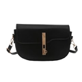 Borsa a tracolla minimalista in pelle nera da donna con chiusura in metallo dorato - Nero