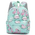 Mint green toddler backpack with flamingo and palm leaf prints for boys and girls - Mint Green Flamingo