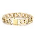 Heavy polished gold Cuban link chain bracelet for men with secure rectangle clasp - 21cm / Gold Bracelet