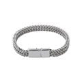 Detailed close-up of a silver stainless steel braided double-row wheat chain with magnetic clasp - 4*8 19CM / Silver