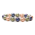 Handmade beaded bracelet with natural agate and colorful wooden beads in gradient tones - 10mm Shell Bead