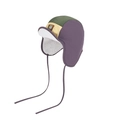 Gorro de aviador de invierno con forro polar en diseño de bloques verde, lila y amarillo - Morado