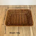 Brown rectangular woven imitation rattan basket for snacks, size 25.5x19x7cm - Medium Rectangular / Dark Coffee