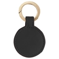 Minimalist black PU leather magnetic hat clip with golden metal ring for outdoor use - Round Black