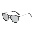 Kids black oval frame sunglasses with silver mirrored lenses and metal temples - Black Frame Silver Mirror Polarized C9