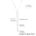 Silver stainless steel Y-shaped necklace with round disc fringe tassels and size details - Round Disc Y Necklace (P748) / Steel