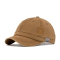 Gorra de visera corta en algodón marrón lavado con costuras decorativas y etiqueta lateral - Caqui