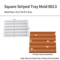 Square striped tray silicone mold for resin DIY, 22.2x19.9x1.5cm translucent flexible tool - Style B Square Stripe