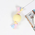 Robuster Kaukautschukball mit bunten Baumwollknoten für die Zahnpflege von Hunden - Gepunktetes Süßigkeits-Zahnspielzeug / 17cm (55g) / Gelb