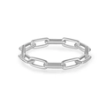 Anello a catena cubana in argento 925 con maglie rettangolari e finitura lucida moderna - US 6 / Platino
