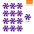 Set of 12 white and purple swirl candy ornaments for Christmas tree decor 3.4cm size - White + Purple (Large)