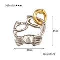 Puzzle en métal en forme de crabe, finition or et argent, pesant environ 67g - Crabe