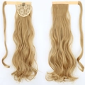Golden wavy ponytail hair extension with velcro wrap and inner lace net structure - Honey Blonde