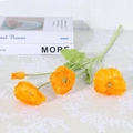 Kunstmatige oranje papaver met drie zijden bloemen en één knop voor een gezellig huis - Oranje