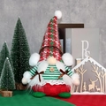 Christmas gnome plush with long white braids and green striped knit hat for home decor - Female Style / Red & Green Braids