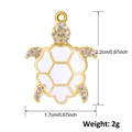 Detail of gold turtle pendant with white enamel shell and crystals including dimensions - White Turtle (A0079)