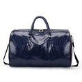 Bolso de viaje de cuero PU azul oscuro con acabado brillante y correa ajustable - Azul