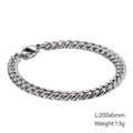 Polished silver stainless steel cuban curb chain bracelet, 6mm width for men - Silver 6mm Style (KB126668-Z)