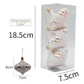 Three-piece champagne onion-shaped Christmas ornaments with glitter stripes - Champagne Gold