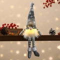 Glow-in-the-dark Christmas gnome with snowflake hat and warm lighted white beard detail - Long Leg / Gray
