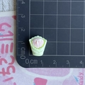 Detailed view of mini resin cupcake charm showing 1.5cm height scale for DIY crafts - Green Cup Ice Cream