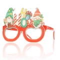 Détail de lunettes de Noël avec texte HoHoHo, gnomes et décoration festive scintillante - Style Gnomes de Noël HOHOHO (W-WS95#)