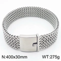 Silver wide mesh link chain necklace with metal press buckle 400x30mm 275g for men - 30mm Wide - Silver (KN286241-KJX)