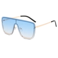 Oversized gradient blue sunglasses with sleek gold metal temples and square frames - Gold Frame Gradient Blue Lens