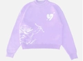 Maglione in maglia Y2K lavanda con motivo jacquard Cupido bianco e finiture a costine - Viola