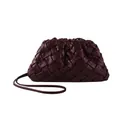 Fashionable burgundy woven crossbody cloud bag with adjustable thin shoulder strap - Burgundy