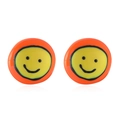 Goudvergulde koperen oorbellen met rode randen en gele smileys voor dames en meisjes - Smiley Gezicht/44302
