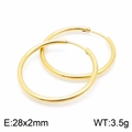 Polished 28x2mm gold-plated stainless steel hoop earrings with round wire design - 28mm(KE99148-Z)