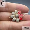 Detail of a 22mm gold daisy flower charm with red enamel petals and white zircon stones - Style C-Red Daisy (22mm)