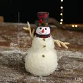 Figurine bonhomme de neige en peluche avec bonnet à carreaux rouges, hauteur 32cm - 32CM Bonhomme de Neige Haut-de-forme