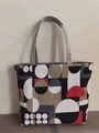 Canvas tote bag featuring a black and white geometric pattern with dual handles - Big Polka Dots