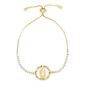 Golden Virgin Mary adjustable bracelet with sparkling zircon halo and cross charm decoration - Virgin Mary (Colorful Zirconia)