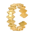 Minimalist adjustable scalloped gold ring with vintage beaded texture for women - 18K Gold Plated Scalloped