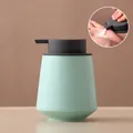 Mint green ceramic soap dispenser with speckled texture and dark grey pump - Straight / Mint Green with Grey Pump