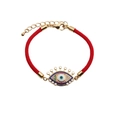 Verstellbares rotes Armband mit goldenem Evil Eye Anhänger und bunten Kristalldetails - CB0071 Rotes Seil