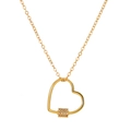 Elegante collar con colgante de corazón dorado y cristales brillantes en cadena fina - Contorno de Corazón Grande con Pavé (M-074) / Dorado