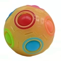 Luminous orange puzzle ball with colorful circular push inserts for palm-sized play - OPP Bag / Luminous Yellow