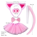 Set costume da maialino rosa con cerchietto, naso, papillon e gonna in tulle - Set da 4 pezzi maiale stile Mcdull + gonna tutu rosa