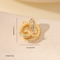 Macro detail of gold snake pendant with zircon inlays and size measurements - Pave Rhinestone Snake Style (MYYX00694) / Gold-White Zircon